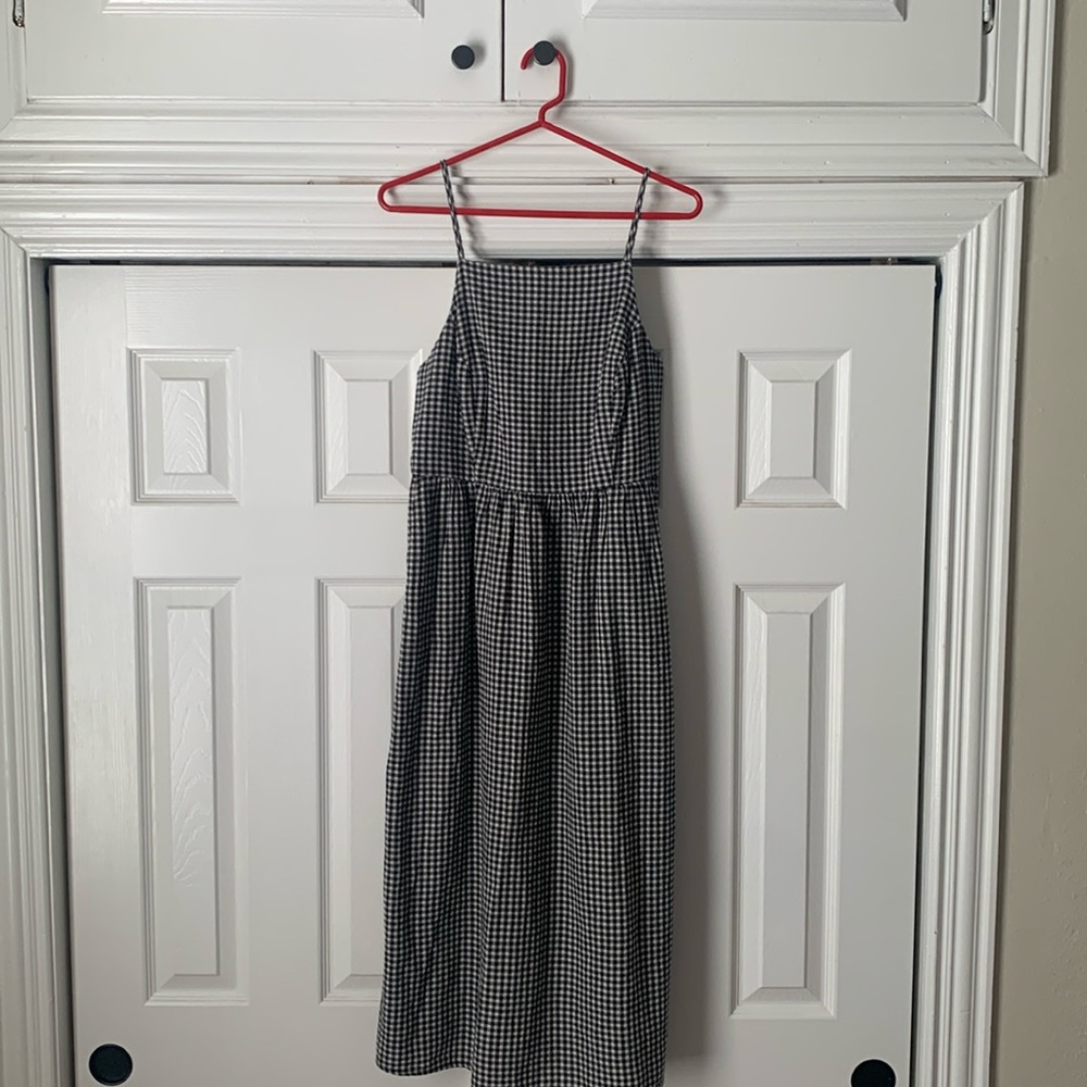 Old Navy Black and White Gingham Midi Dress